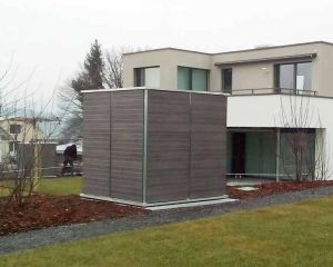 PU ; GH ; WD ; Wetterfestes HPL Gartenhaus mit Holz Dekor