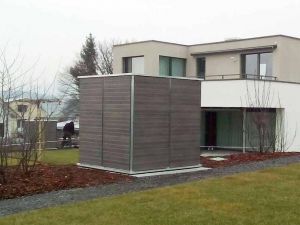 PU ; GH ; WD ; Wetterfestes HPL Gartenhaus mit Holz Dekor
