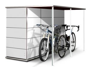 Der moderne Fahrradunterstand hinter Ihrem Gartenschrank