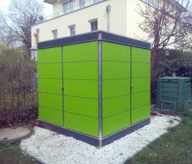 Design Gartenhaus als Würfel