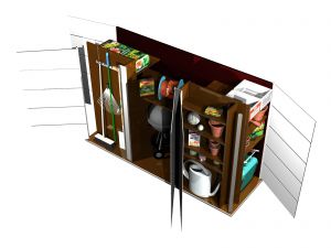 Dreiseitiger Terrassenschrank aus Metall