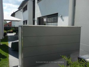 Tx ; GH ; MG ; Terrassen Trennwand aus HPL mit Schrank