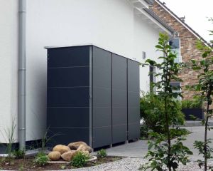 Ein wetterfestes Design Mülltonnenhaus in Anthrazit