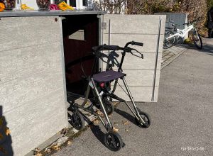 Rollator-Aufbewahrung mit System