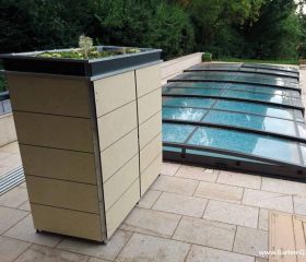 Moderne Pooltechnikbox zur Pooltechnik Einhausung