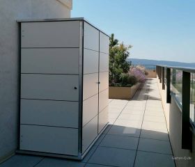 Der moderne Dachterrassenschrank aus HPL Trespa
