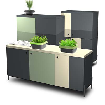 Balkonschrank wasserdicht, wartungsfrei aus HPL für Kissen und Sitzauflagen niedrig und schmal