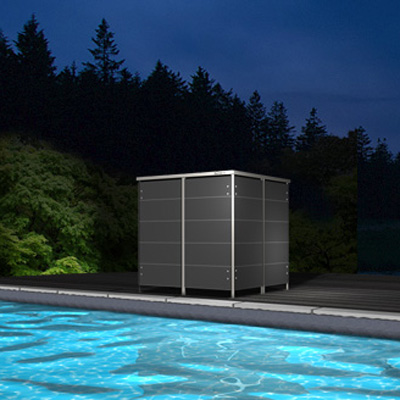 Die moderne Pooltechnik Einhausung