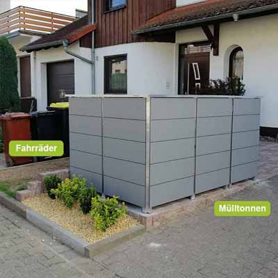 Mülltonnenbox und Fahrradbox kombiniert