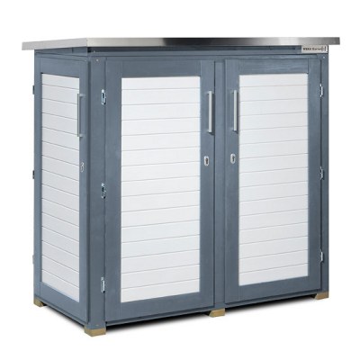 Holz-Gartenschrank grau